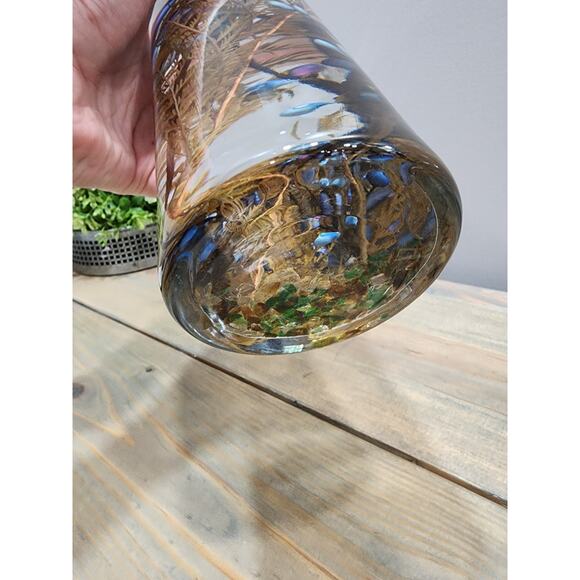 White River Blue FLORAL CYLINDER Lifetime Oil Candle 12.5" x 3.5" - Picture 8 of 12